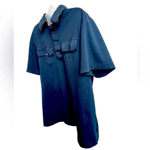 Men’s Michael Kors Cotton, Short Sleeve Polo, Navy/Gray Trim, Size L - Picture 3 of 9